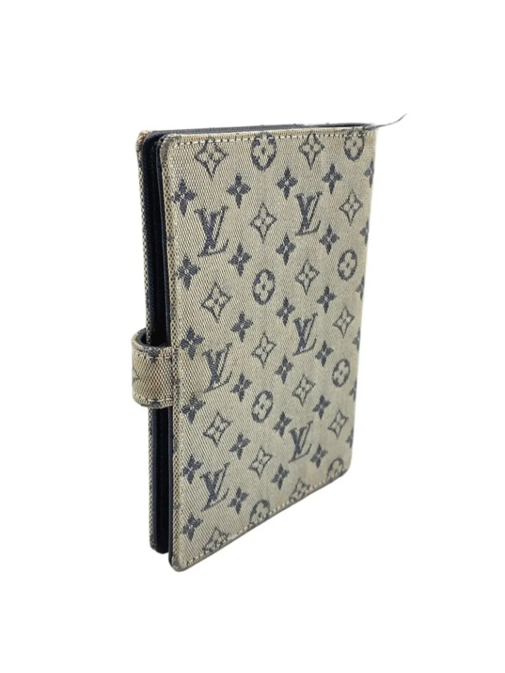Louis Vuitton Monogram Mini Agenda PM Leather Canvas Navy Notebook Cover Gold